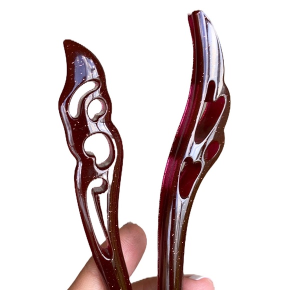 SALE ! 2 for $25 Red Handmade hair pin stick - Picture 9 of 14